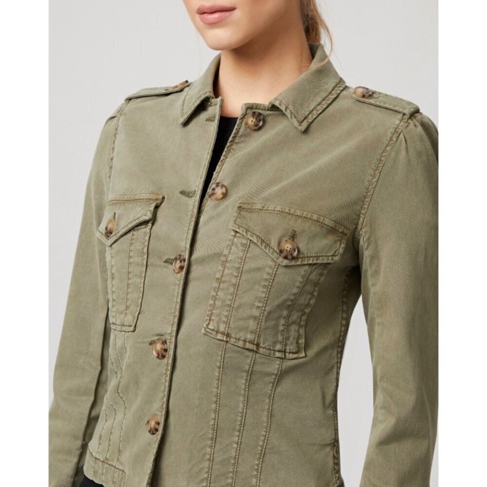 NWT PAIGE Pacey Jacket Sz.L Vintage Ivy Green  Buttons Preppy Minimalist $249 - Picture 3 of 16